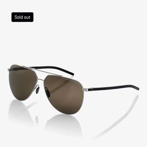 Porsche Design Aviator Sunglasses with Silver Frame and Black Temples P8968